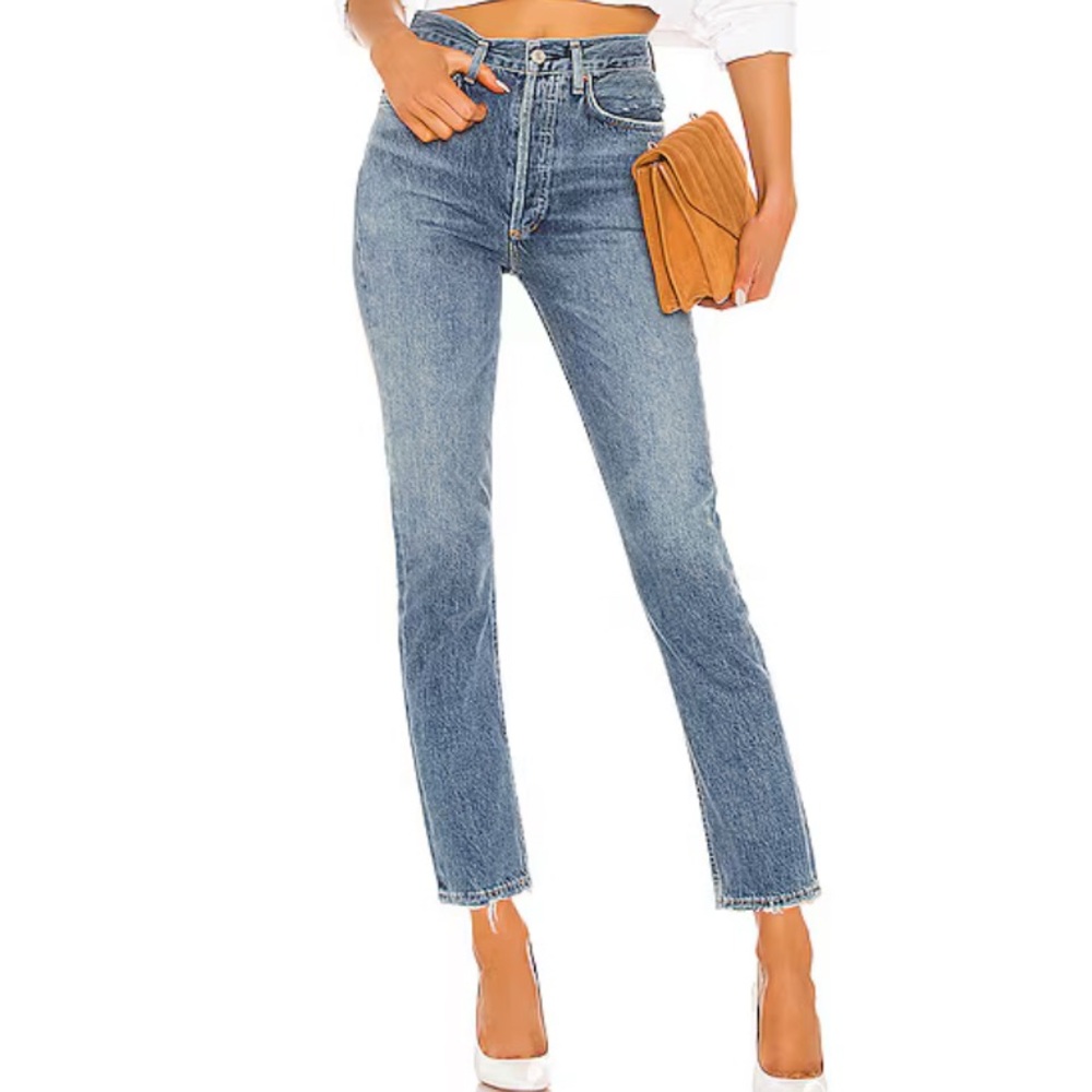 Agolde Riley High Rise Straight Crop Jeans, Size 27